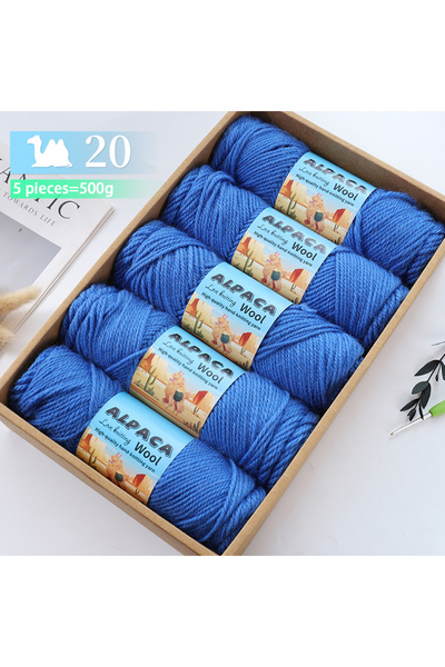 Choice 20 Exam Blue 500g Contains 5 Skeins of Thick Alpaca Wool Yarn, 245 Nee...