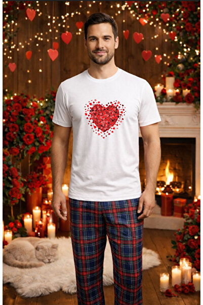 MVRDAR Мъжки памучен пижамен комплект от колекцията за Свети Валентин, Драгобете