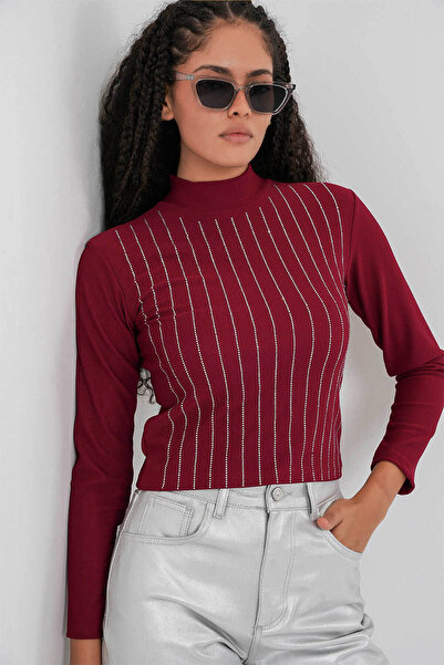 Bigdart Stoned Burgundy Women's Blouse 922