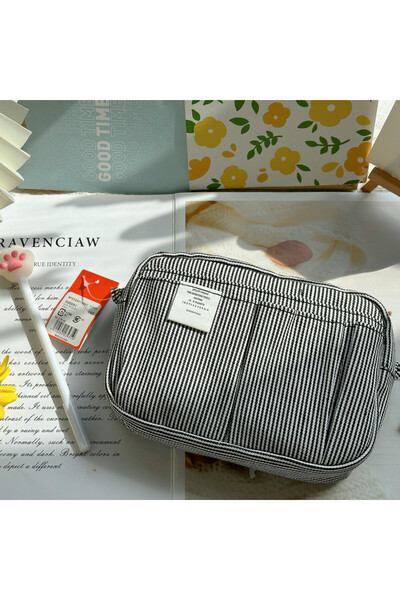 Choice Stripe-S Large Capacity Canvas Storage Bag Simple Design For High Scho...