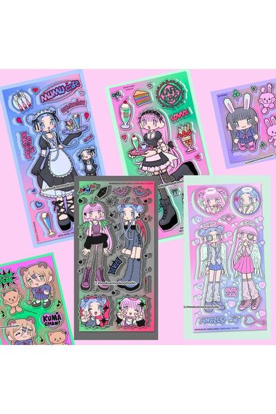 Choice4 جميع ملصقات موكو الكورية الستة، ملصقات شخصية فتاة جذابة من الألفية ال...