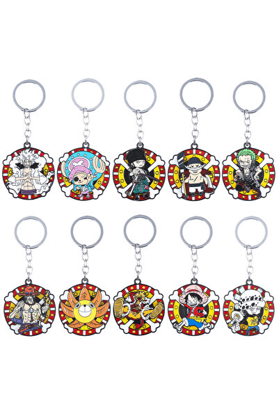 BANDAI 10 قطع من سلاسل مفاتيح شخصيات أنمي ون بيس، زورو، مونكي دي لوفي، قابلة ...