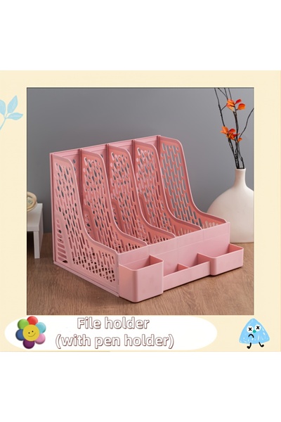 Choice حامل مستندات A4 متعدد الطبقات باللون الوردي، منظم مكتب مصنوع من مادة ا...