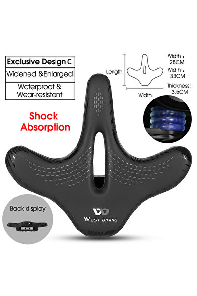 Choice سرج دراجة من النوع C من ويست بايكينج، عريض، سميك، ماص للصدمات، وسادة د...