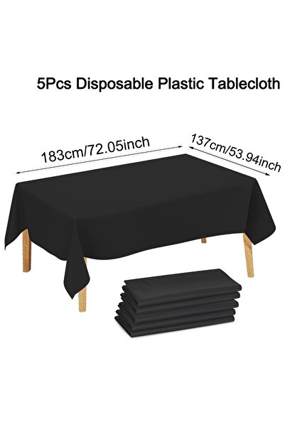 Choice 5pcs 183×137cm Black Table Cover Disposable Plastic Tablecloth for Wed...