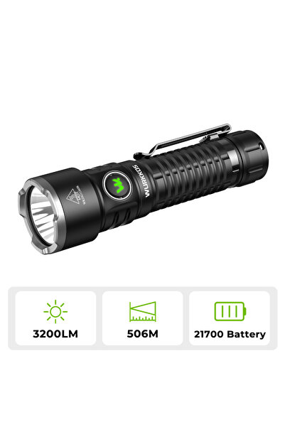 Choice Black Wurkkos TS28 Tactical Flashlight 21700 Rechargeable 3200Lumens P...