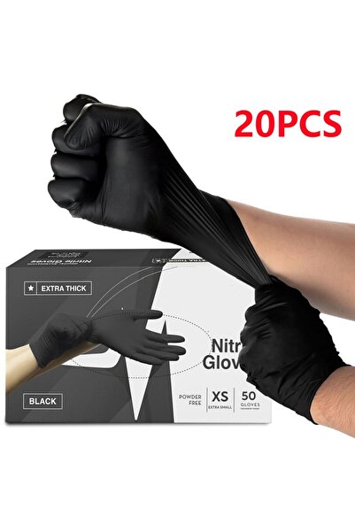 Choice قفازات نتريل سوداء مقاس M، 20 قطعة، سمك 4 مل، للاستخدام مرة واحدة، غير...