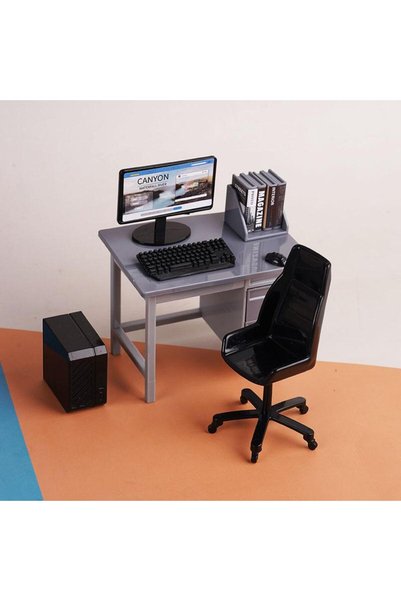 Choice GY 1 Set 1/12 Dollhouse Miniature Computer Keyboard Chair Desk Kit Hom...