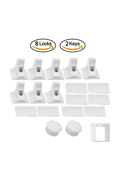 Choice 8 أقفال مغناطيسية مقاومة للأطفال بمفتاحين - مجموعة من مزاليج الخزائن ا...