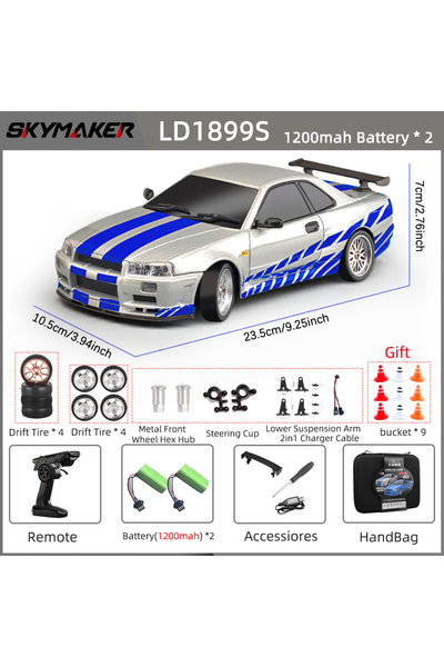 Choice سيارة سكاي ميكر LDRC 1/18 RC دريفت S-2B1200-A2 LD1899 GTR Mode R34 2.4...