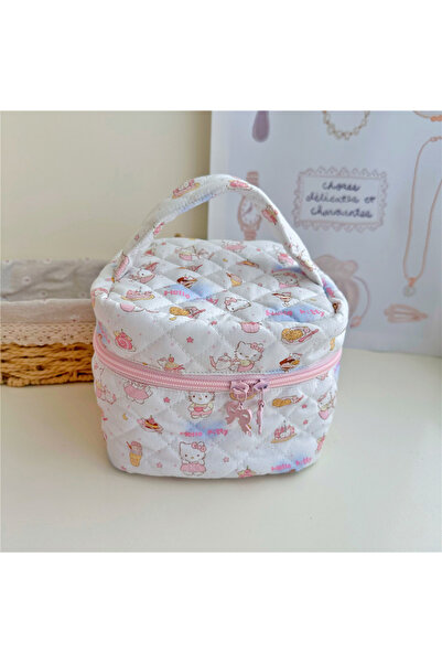 Choice 4 حقائب مكياج قطنية مطبوع برسومات كرتونية من سانريو هيلو كيتي، ذات سعة...