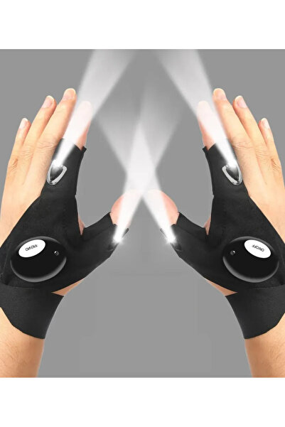 Choice زوج واحد من قفازات نصف الأصابع المزودة ببطارية وإضاءة LED للرجال والنس...