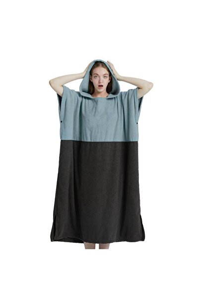 Choice منشفة بونشو زرقاء فاتحة لركوب الأمواج مقاس 78×110 سم، منشفة سريعة الجف...