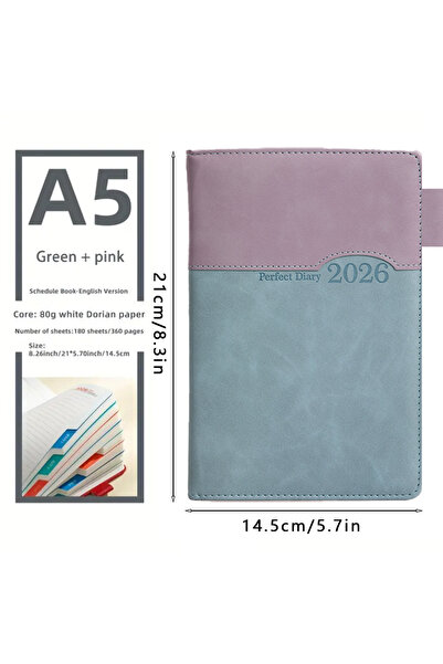 Choice A5 blue purple 1pc 2026 Daily Planner Calendar Notebook, Self-Discipli...