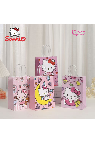 Miniso 12 قطعة من أكياس هدايا حفلات أعياد الميلاد من سانريو هيلو كيتي، مقاس 2...
