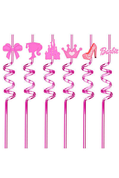 Choice 6pcs Straws 6pcs Kawaii Pink Drinking Milk Juice Straws Lovely Princes...
