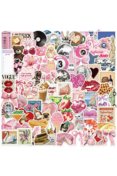 Choice ١٠٠ قطعة من ملصقات كرتونية وردية لطيفة جديدة للبنات من حقبة الألفية ال...