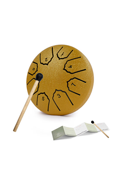 Choice 4 inch Yellow Mini Steel Tongue Drum 4 Inch 8 Notes Rain Drum for Outs...