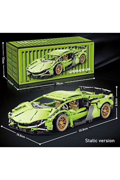 Choice9 سيارة سباق بتقنية Green-Static، موديل أسود، 1280 قطعة + نموذج سيارة ح...