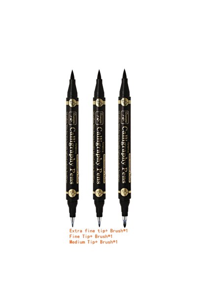 Choice Mixed Tip-3Pcs GN 3/6PCS Dual Tip Pen Black Calligraphy Brush Pen Lett...