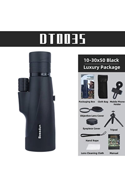 Choice Black 10-30x50mm Zoom Monocular Telescope with Bak4 Prism - Long Range...