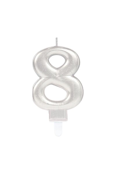 Arabamakss Number 8 Candle Silver Color