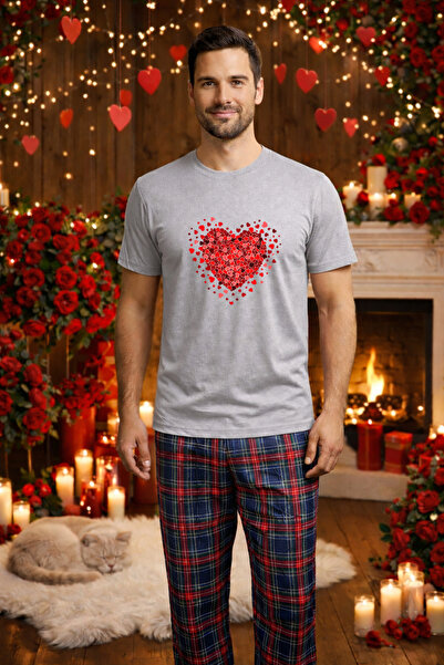 MVRDAR Σετ ανδρικής βαμβακερής πιτζάμας για την Ημέρα του Αγίου Βαλεντίνου, D...