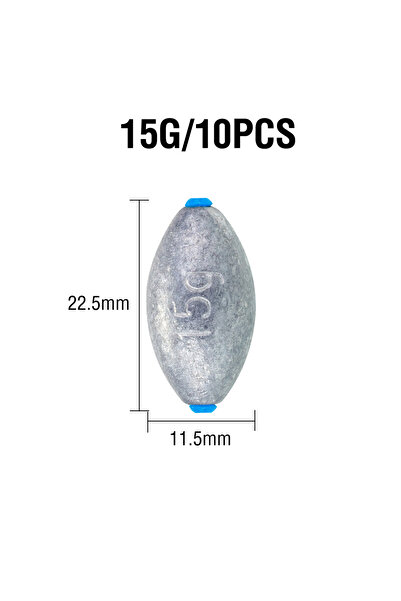 Choice 15 غرام، 10 قطع من أثقال الصيد على شكل زيتونة، ملحقات صيد، 5 غرام/7 غر...