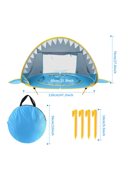 Choice خيمة شاطئ للأطفال قابلة للطي KPM-7001B مع مسبح، خيمة شمسية محمولة بتصم...