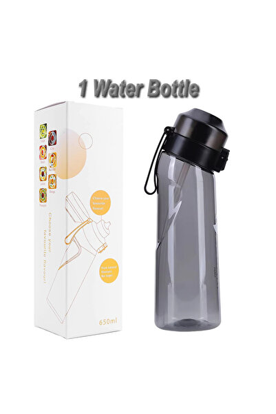 Choice زجاجة مياه سوداء بدون طعم، سعة 650 مل، مزودة بكبسولات نكهة، زجاجة مياه...