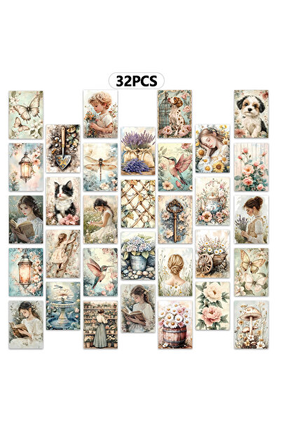 Choice مجموعة متنوعة الألوان من 32 قطعة، بطاقات بريدية عتيقة بنقشة زهور علاجي...