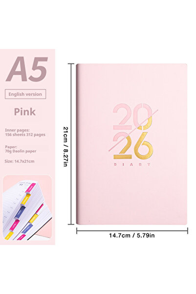 Choice مخطط وردي اللون (Pink-EN-70G) للفترة من يناير إلى ديسمبر 2026، دفتر مل...