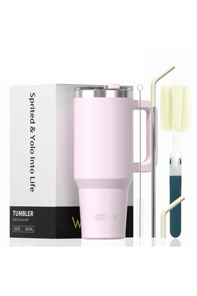 Choice6 كوب ووترسي وردي اللون بسعة كبيرة 591 مل، مصنوع من الفولاذ المقاوم للص...