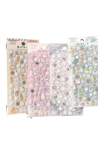 Choice 4 أوراق من ملصقات راتنج الإيبوكسي الكريستالي اللطيفة والشبح الصغير الم...