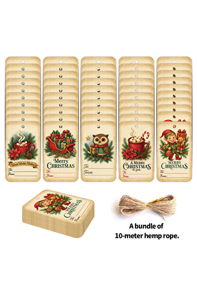 Choice مجموعة من 2-50 قطعة من بطاقات هدايا عيد الميلاد المصنوعة من القنب - تح...