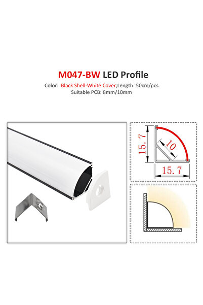 Choice 5 قطع من بروفيل ألومنيوم أسود M047 بطول 50 سم لمصابيح LED الشريطية 505...