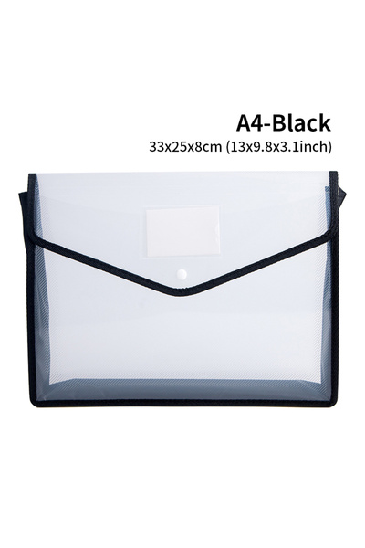 Choice Black Large Capacity Waterproof File Transparent A4 Folder Press Butto...