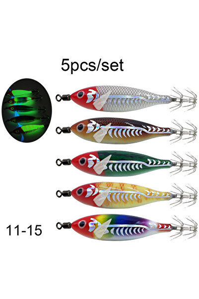Choice 5 قطع - 11-15 - طُعم صيد 5 قطع/مجموعة 8 سم/5.7 غرام، خطاف أفقي مضيء لص...