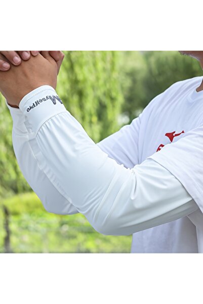 Choice white Cooling Arm Sleeves Breathable Sun Protection Ice Slik Sleeves S...