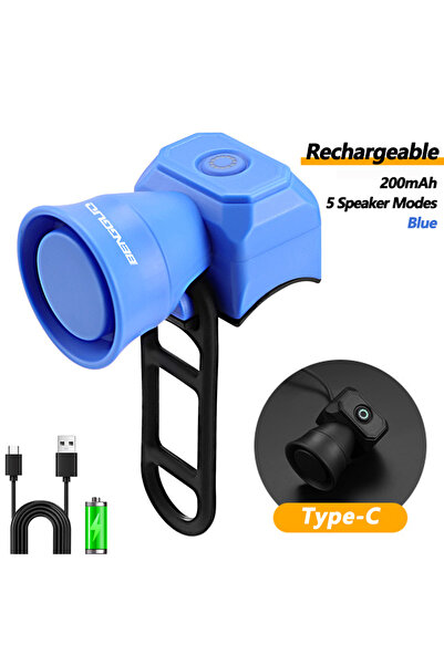 Choice بوق دراجة قابل لإعادة الشحن - أزرق، 5 أوضاع، صغير الحجم، مقاوم للماء، ...