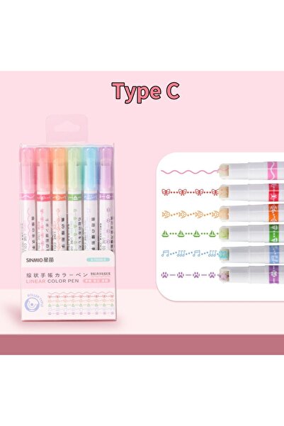 Choice 6pcs 6/3pcs Flower Shape Outline Pens Highlighter Marker Curve Roller ...