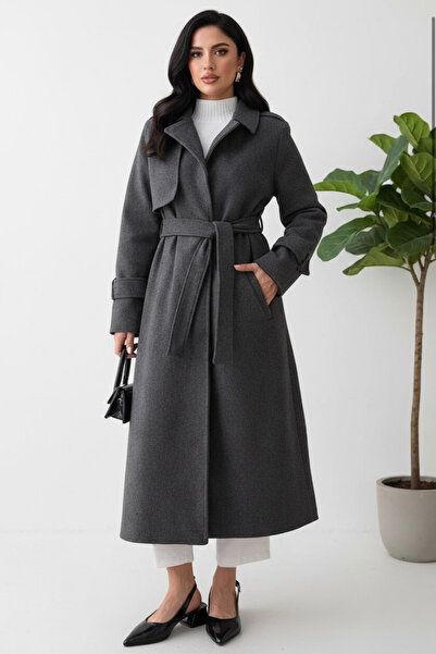 hiramir kadın yeni sezon cep kapaklı kaşe kaban mont