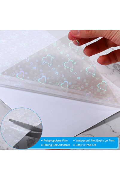 Choice ٢٠ ورقة على شكل قلب، مقاس A4، فيلم تغليف بارد هولوغرافي على شكل قلب، ش...