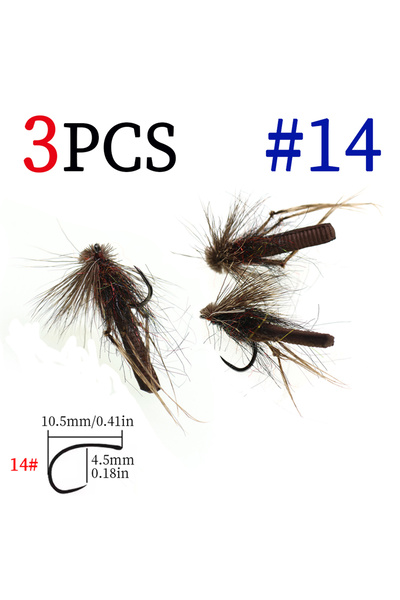 Choice 3 قطع مقاس 14 3/6 قطع شرنقة ذبابة الكاديس ذات جسم إسفنجي، شعر الأيل ال...