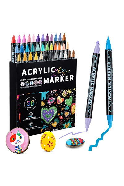 Choice مجموعة أقلام طلاء أكريليك مزدوجة الرأس بثلاثة ألوان - 12/24/36/48 لونً...