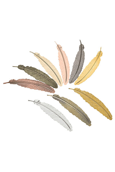 Choice 9 قطع من فواصل الكتب المعدنية بتصميم ريشة عتيقة للبالغين