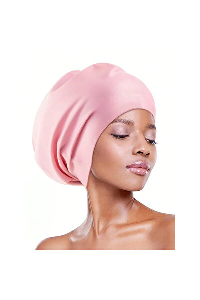 Choice Pink Extra large silicone swimming cap with long hair and dirty braids...