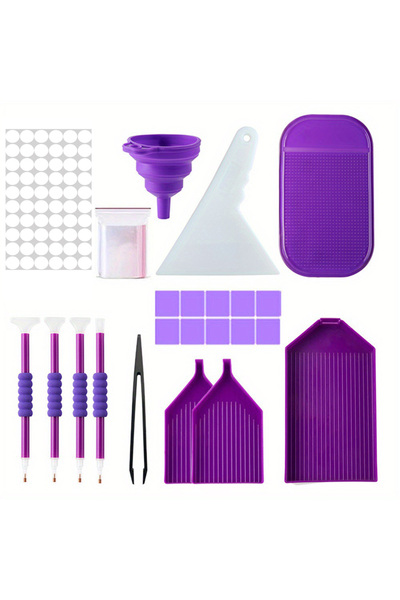 Choice مجموعة كاملة للرسم الماسي خماسي الأبعاد باللون الأرجواني، تتضمن الأدوا...