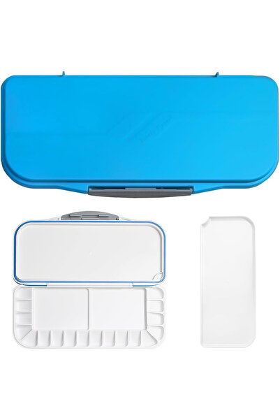 Choice Blue 18 wells Watercolor Palette Folding with Lid 2 Mixing Areas and 1...