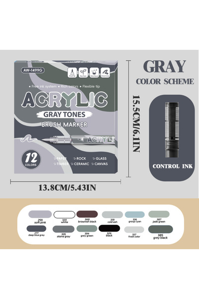 Choice أقلام تلوين أكريليك AW-1499G، 12-84 لونًا، فرشاة ناعمة، مجموعة أقلام ر...